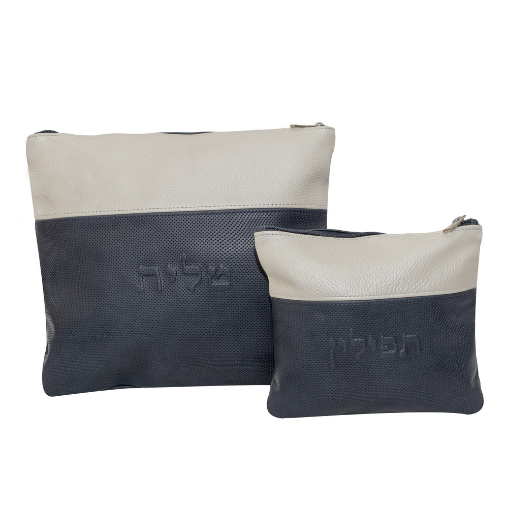 Two-Toned, Multi-Textured - White/Navy - B161