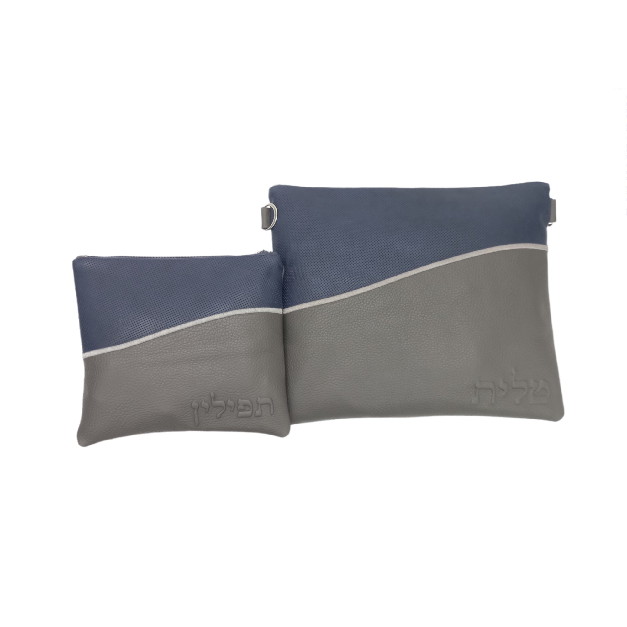 Multi-Textured - Dotted Blue/Gray Grain with Gray Embroidery - B237