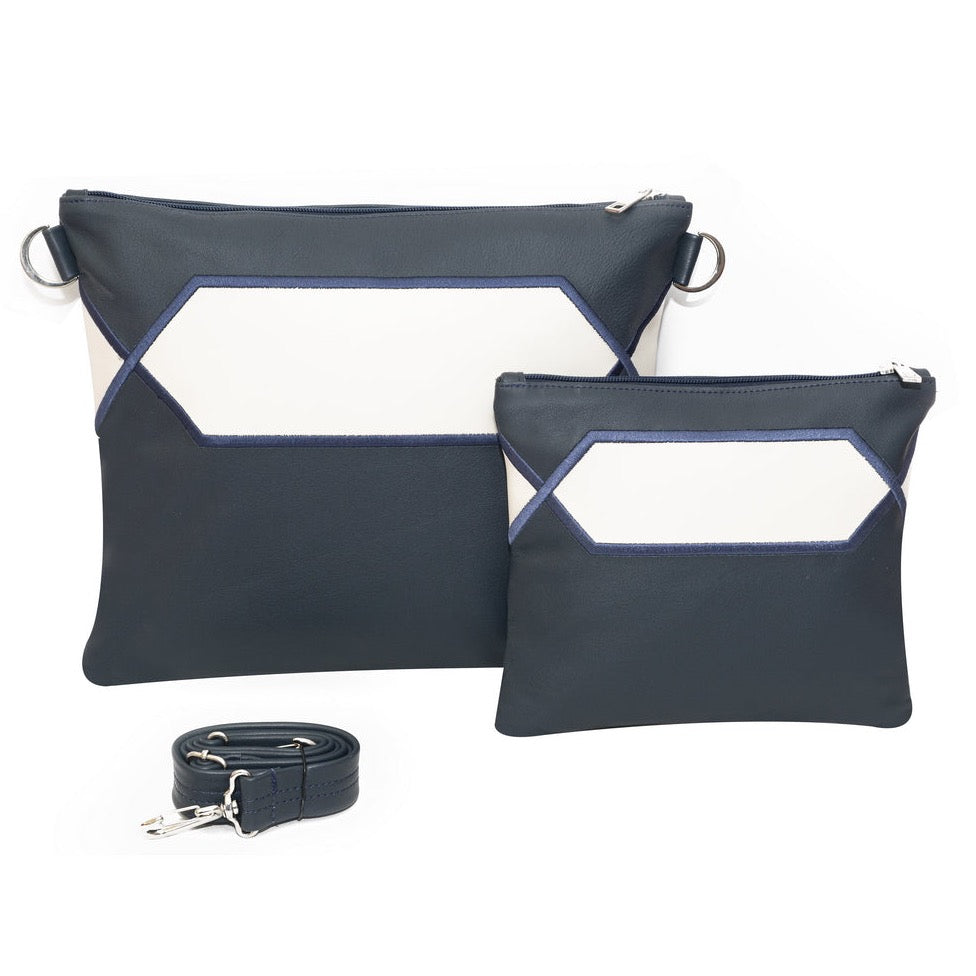 Navy/White with Blue Embroidery - B220