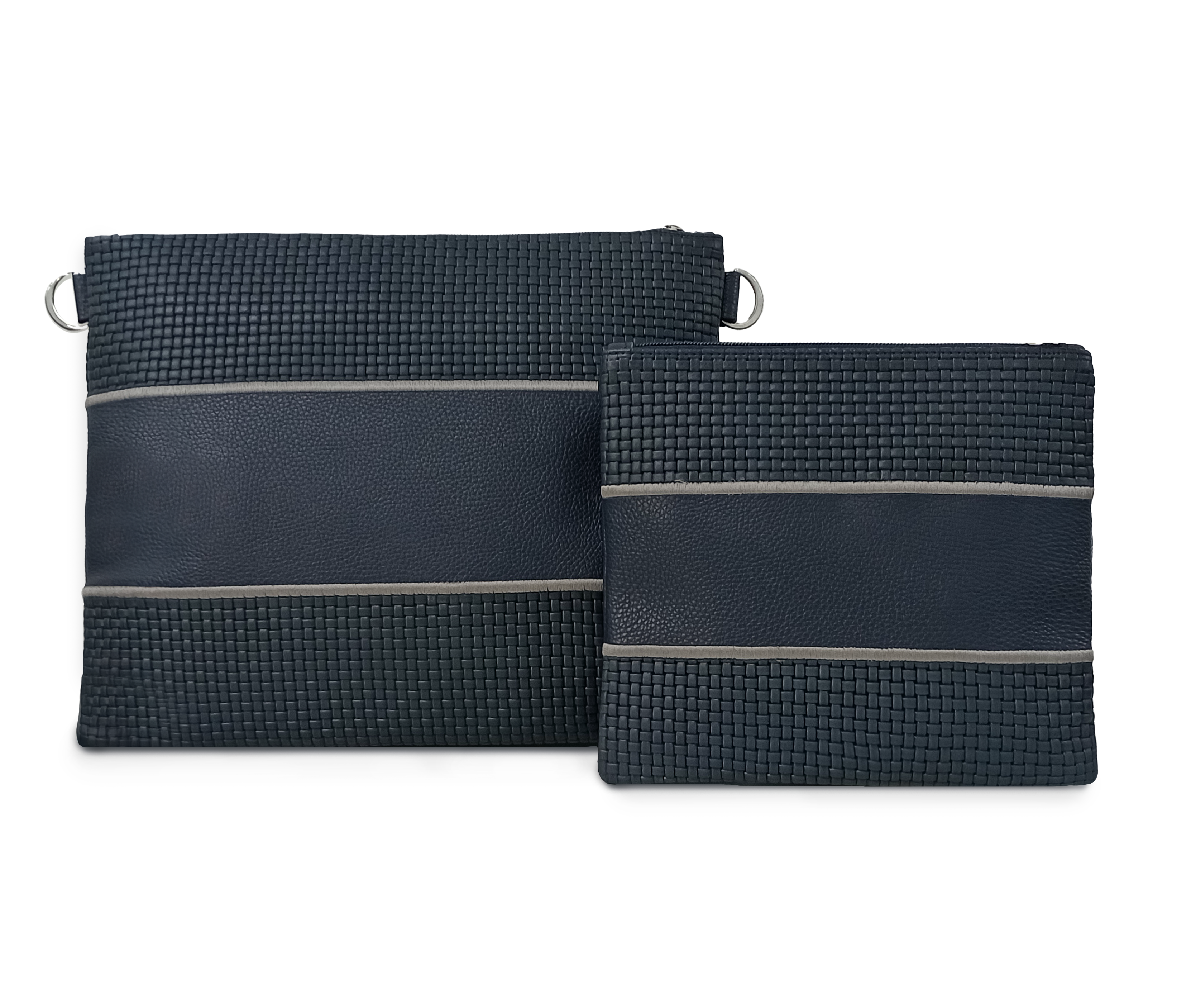 Multi-Textured Navy with Gray Embroidery - C197