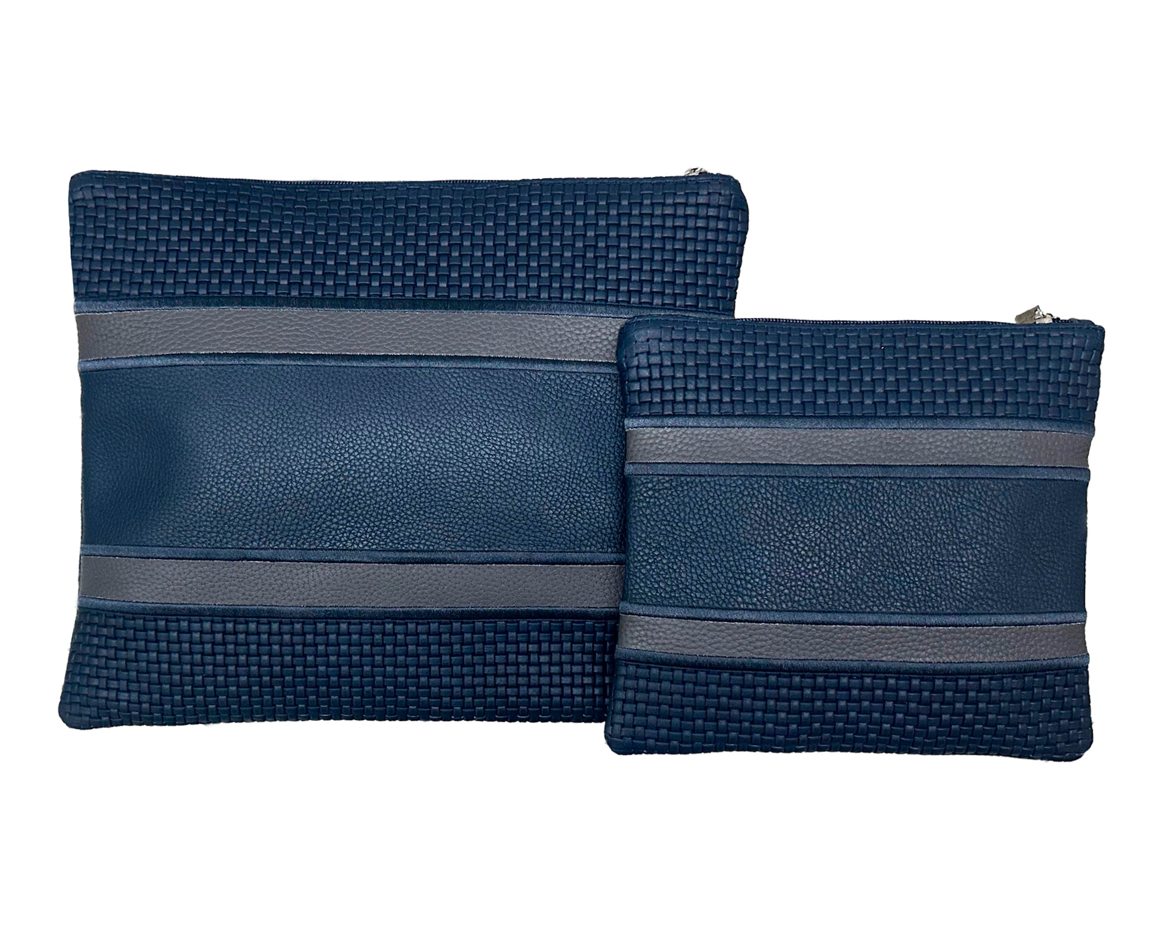 Multi-Textured Navy & Gray with Navy Embroidery - C189