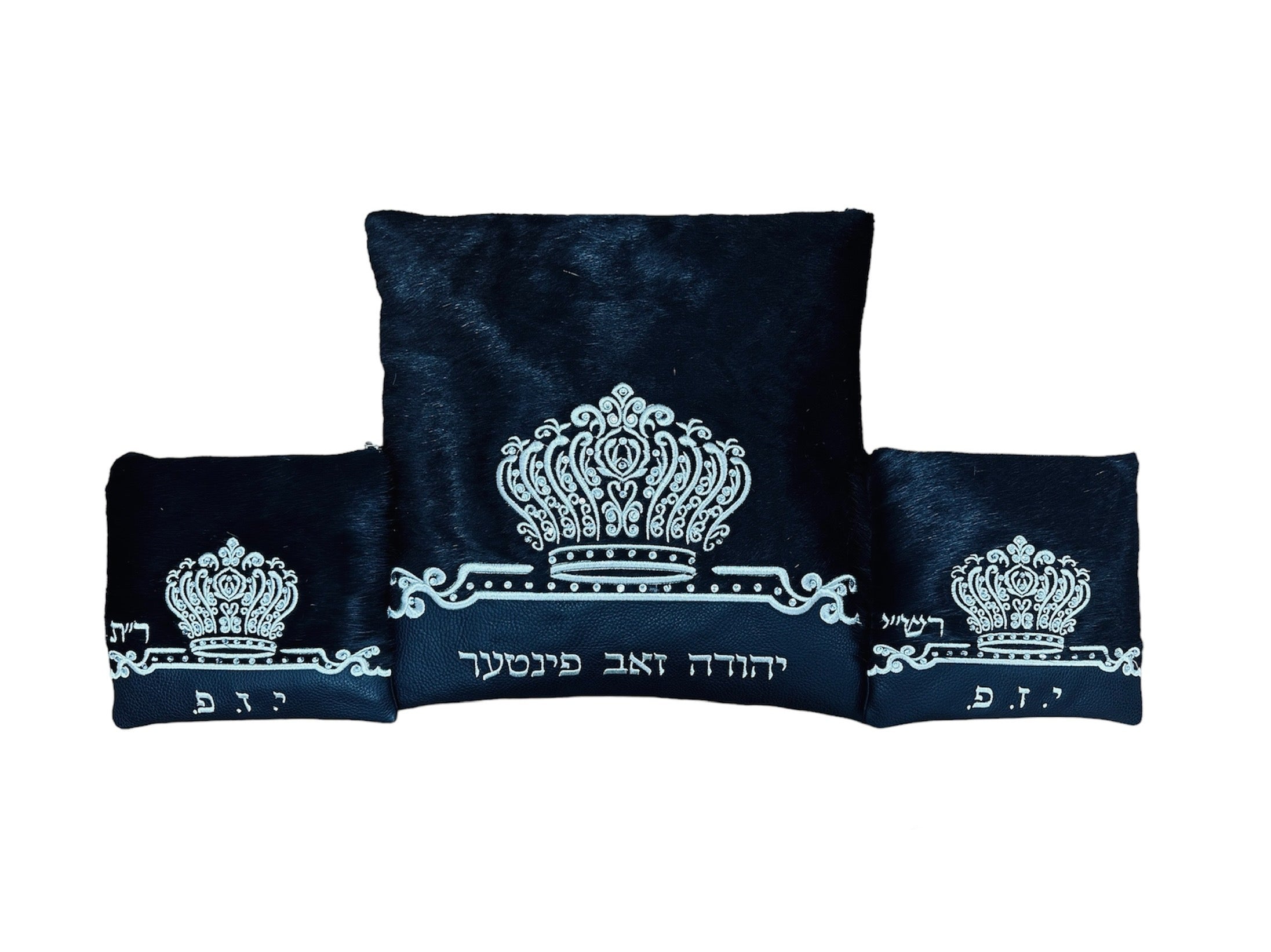 Black Leather & Fur with Silver Embroidery - F86