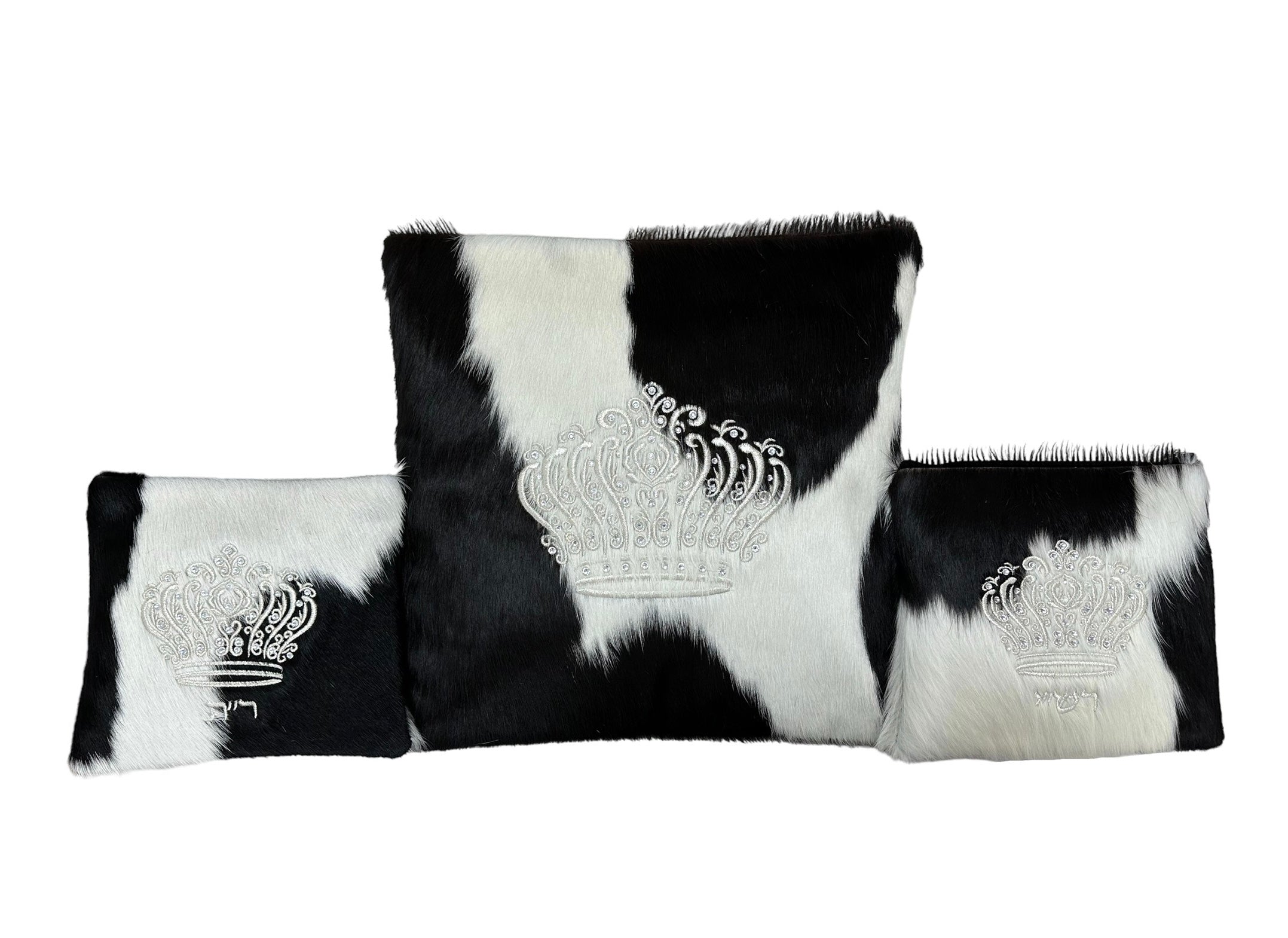 Black & White Fur with Silver Embroidery - F88