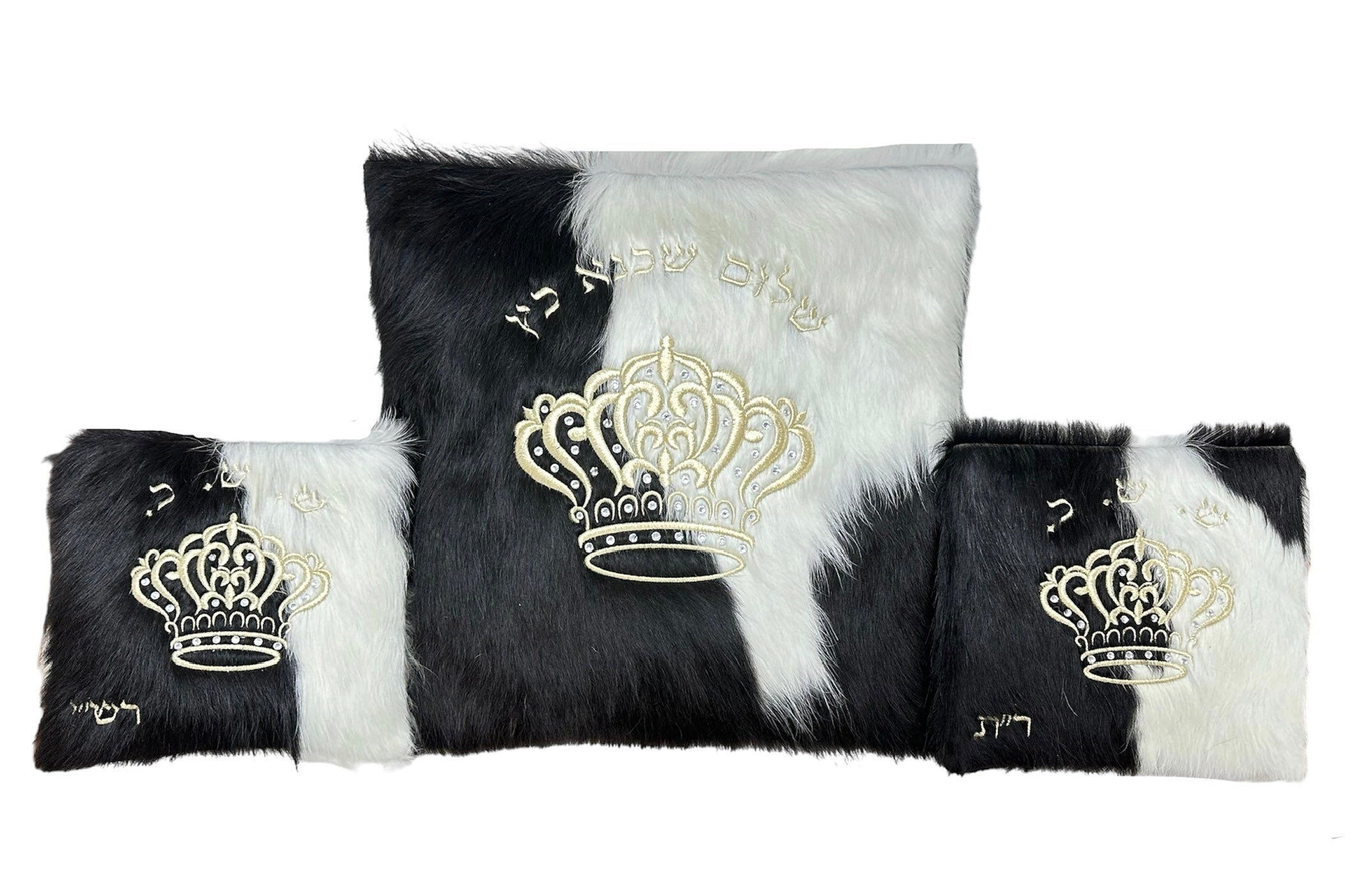 Black & White Fur with Golden Embroidery - F90