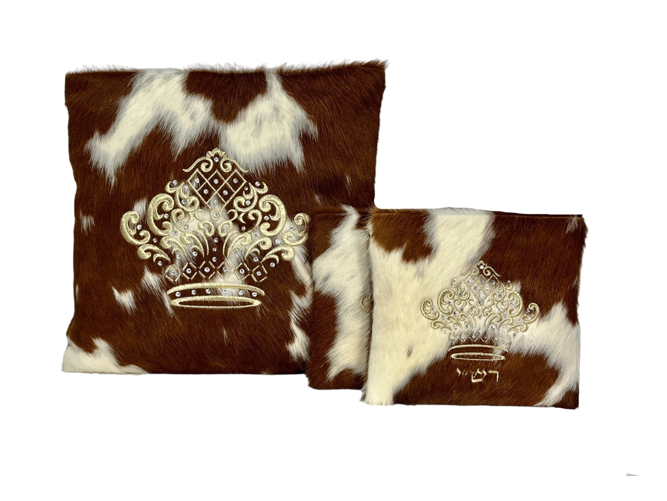 Brown & White Fur with Golden Embroidery - F96