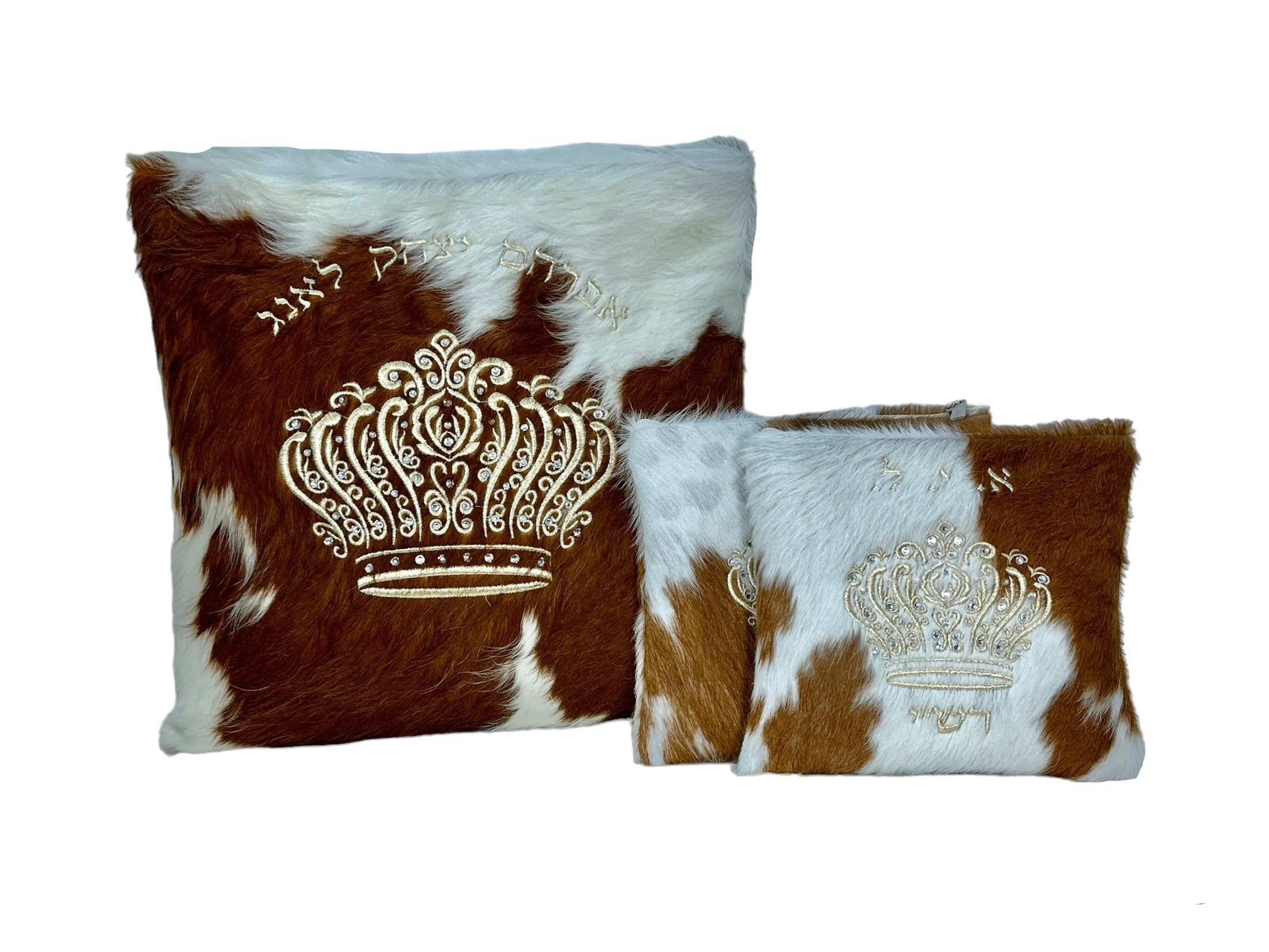 Brown & White Fur with Golden Embroidery - F97