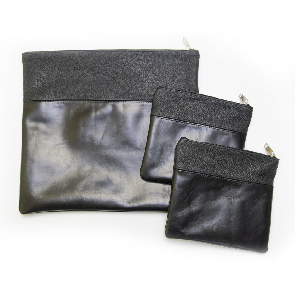 Tallis & Tefillin Leather Bags - Black/Glossy Black - B149