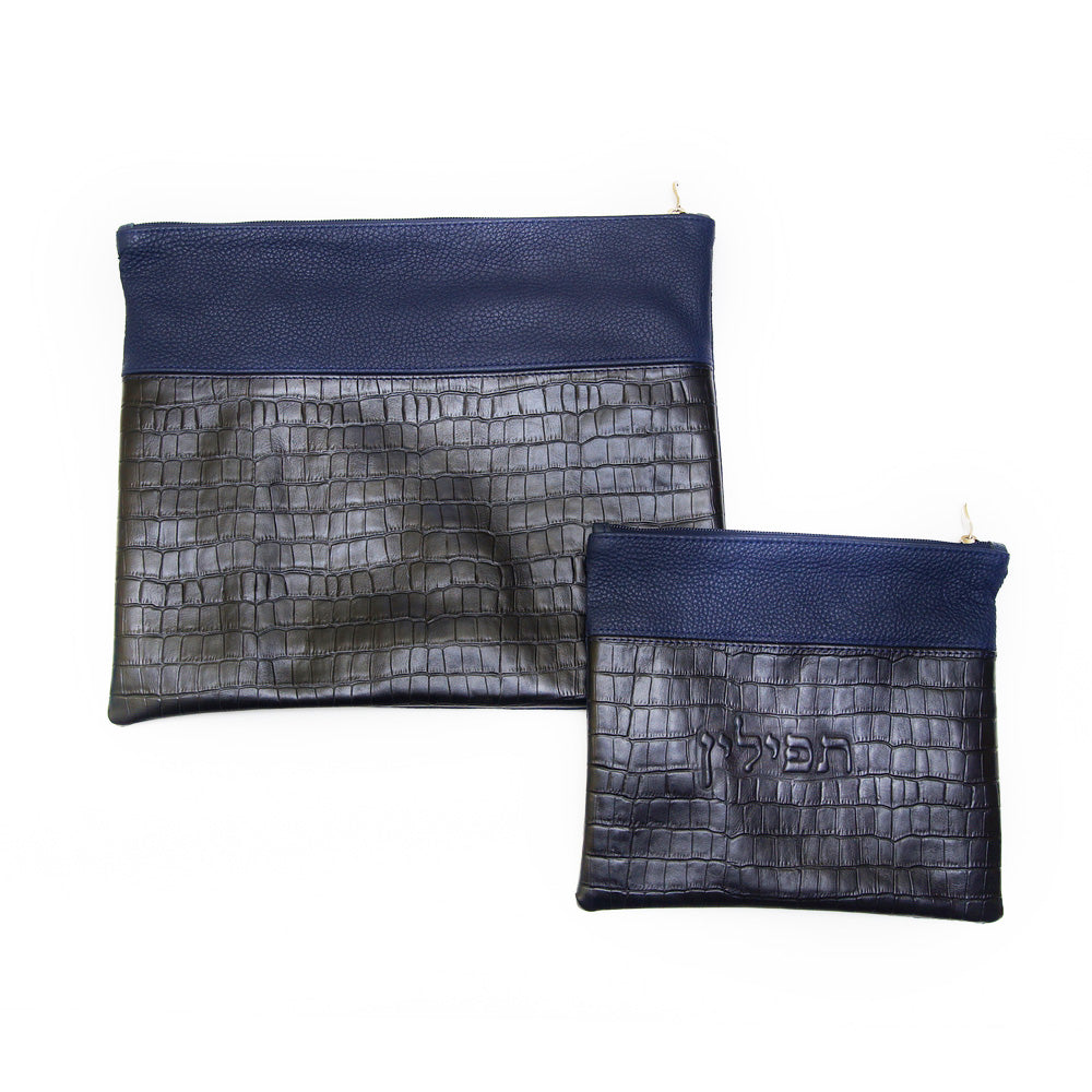 Multi-Textured - Two-Tone - Navy/Black Crocodile - B64