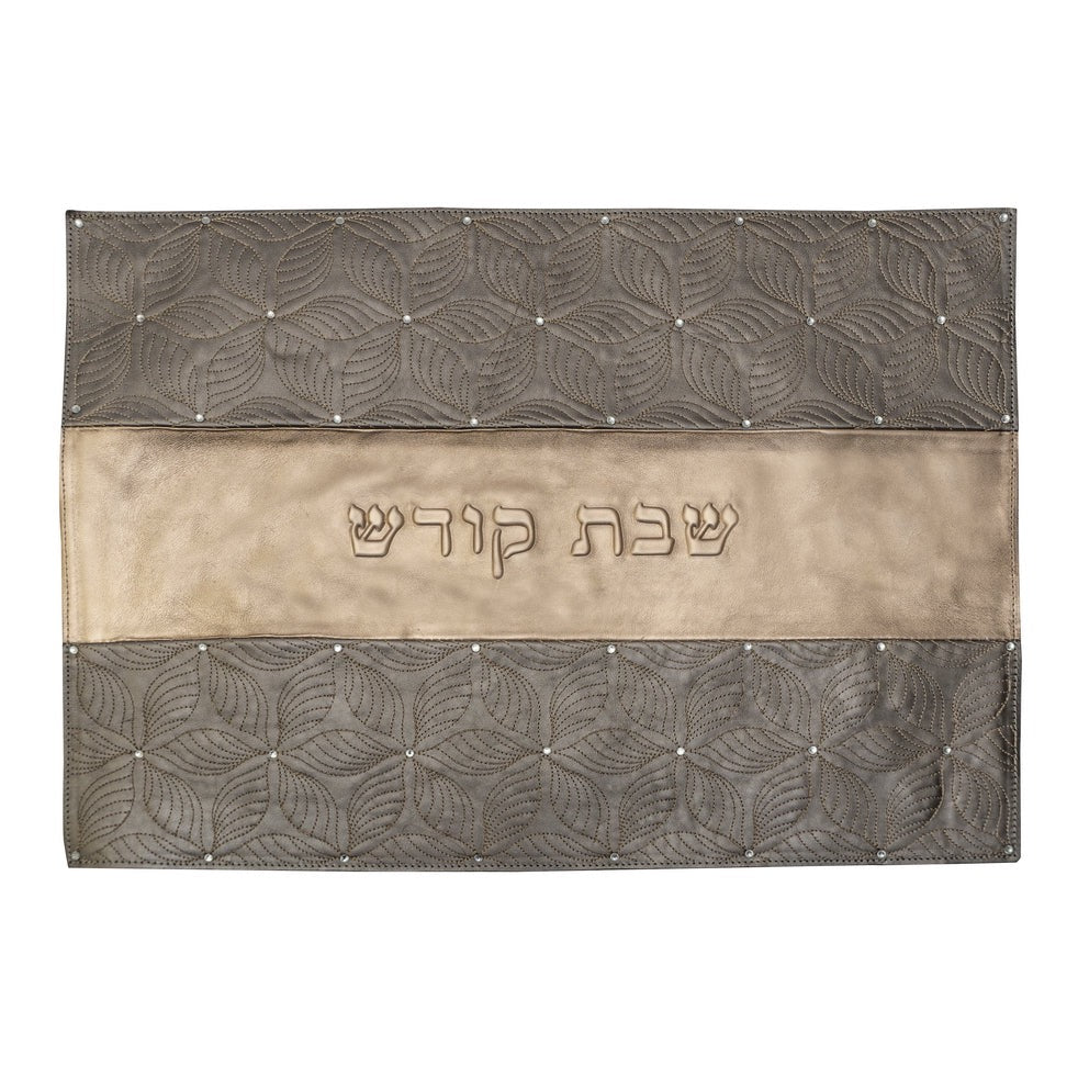 Challah Cover - Dark Silver/Rose Gold with Embroidered Flowers & Stones - CH201