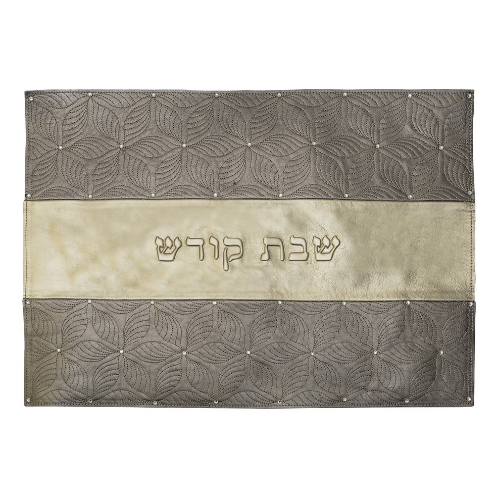 Challah Cover - Dark Silver/Gold with Embroidered Flowers & Stones - CH202